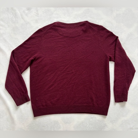 Nordstrom Cashmere Sweater Burgundy Crew Neck Luxury Knit Pullover Size XL - Picture 2 of 7